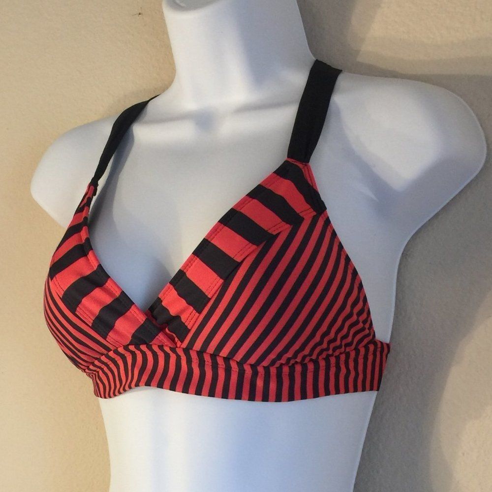 Mossimo bikini top charcoal & orange stripes M